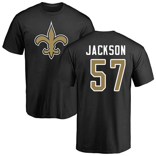 Men New Orleans Saints Black Rickey Jackson Name and Number Logo NFL Football #57 T Shirt->new orleans saints->NFL Jersey